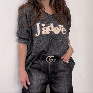 C.constantia pullover sweater with Jadore embroidered,V-neck, lightweight